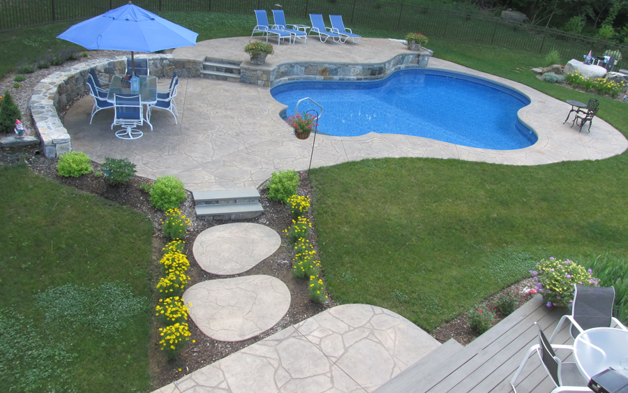 Stone path transition with landscape framing and controlled spacing